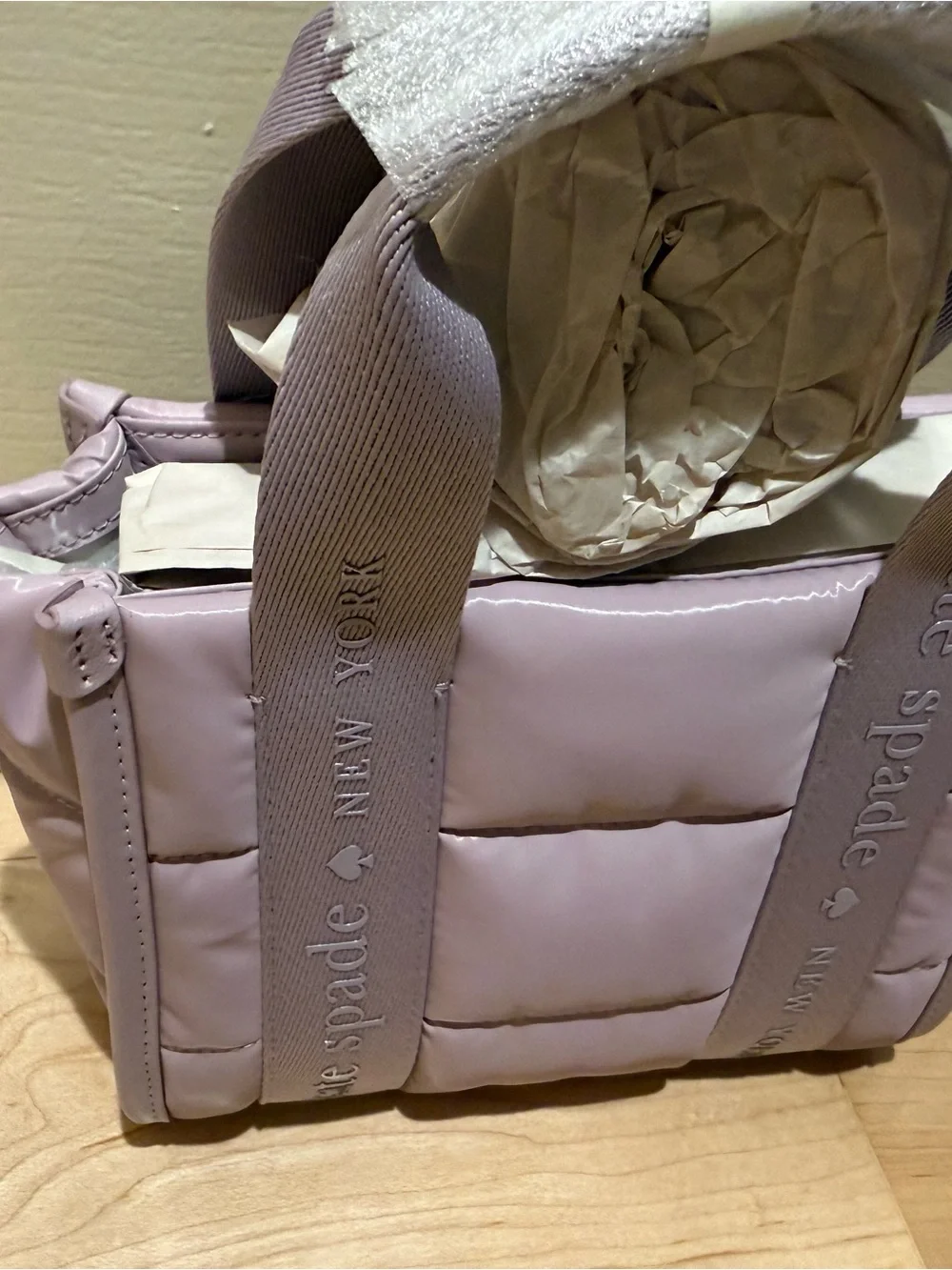 kate spade Quilted Lilac Mini Tote with Branded Straps